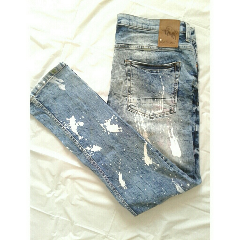 Mens Refuel Painted Jeans 36